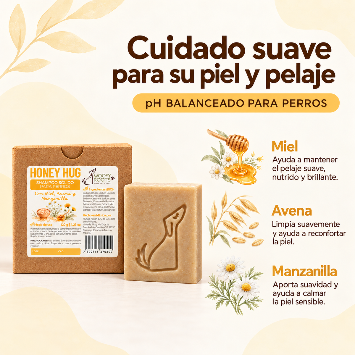 Shampoo "Honey Hug" Avena, Miel y Manzanilla
