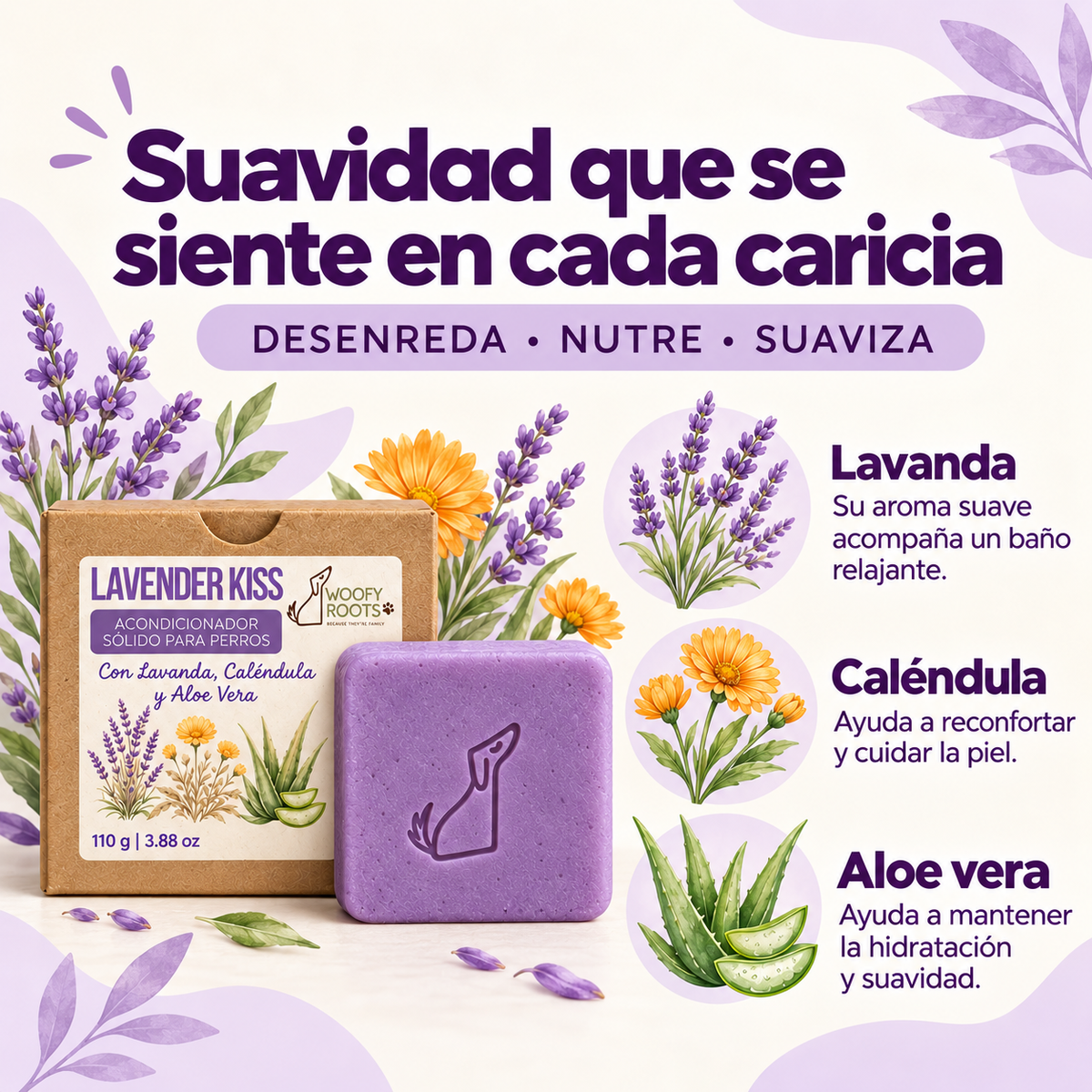 Acondicionador "Lavander Kiss" con Lavanda, Caléndula y Aloe Vera