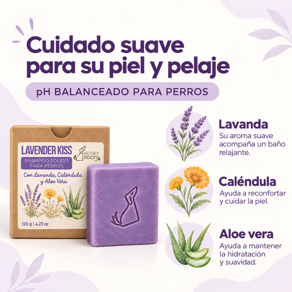 Shampoo "Lavander Kiss" Lavanda, Caléndula y Aloe Vera